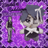 a stuffed doll with a cigarette in his mouth and the words " need a goddamn cigarette " on the bottom