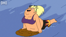 a cartoon of a woman laying on a rock with the word [ as ] on the bottom right