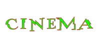 a green and white sign that says cinema