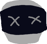 a drawing of a person 's face with two x 's drawn on it