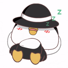 cute penguin sleeping hat zzz