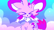 a cartoon drawing of a pink and purple unicorn