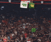 a wrestling ring with a sign that says women 's match on it