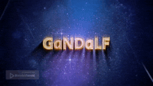 the name gandalf is displayed in gold letters on a blue background
