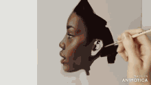 a painting of a woman 's face is made in animoto