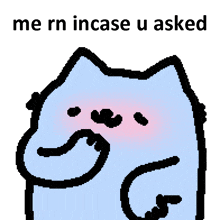 a pixel art drawing of a cat with the words me rn incase u asked above it