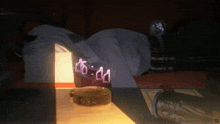 a clock displays the time as 16:14