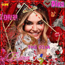a picture of a woman with a tiara and the words diva on the bottom