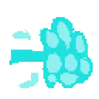 a pixel art drawing of a blue flower on a white background .