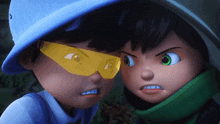 two cartoon characters are looking at each other with one wearing sunglasses