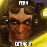 a man wearing sunglasses and headphones is eating it