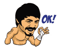 a cartoon of a man with a tattoo on his arm giving the ok sign