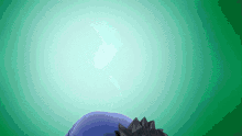 a green background with a purple object in the middle