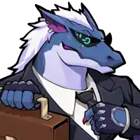 a cartoon of a dragon wearing a suit and tie holding a briefcase