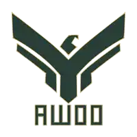 a logo with a bird and the word awoo
