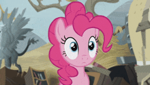 pinkie pie from my little pony is looking at the camera with a sad look on her face