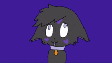 a drawing of a cat with a collar and hearts on its face .