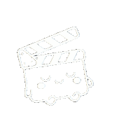 a black and white drawing of a clapper board with the letter z below it