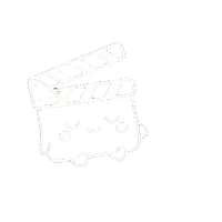 a black and white drawing of a clapper board with the letter z below it