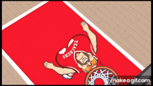 a cartoon of a basketball player wearing a red shirt that says teachers
