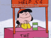 a cartoon of a girl selling pull requests for a 5 cents
