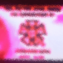 a pink and white painting with a skull on it