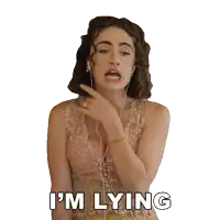 a woman wearing earbuds says i 'm lying