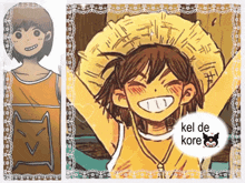 a drawing of a girl with kel de kore written on the bottom right