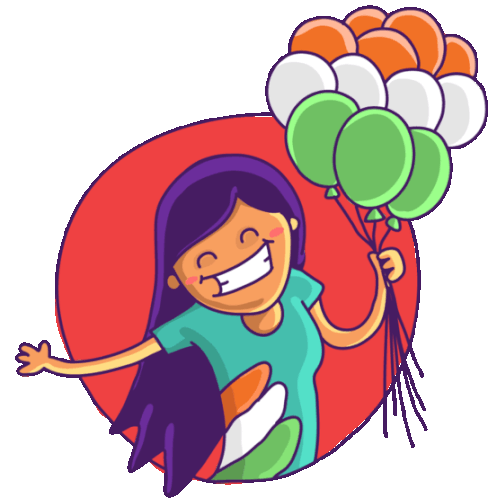 Girl Holding Tri-color Balloon Sticker - L3india Girl Cute Stickers