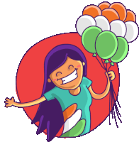 Girl Holding Tri-color Balloon Sticker - L3india Girl Cute Stickers