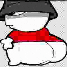 a cartoon of a person wearing a hat and scarf .