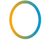 a blue and orange circle with a white background