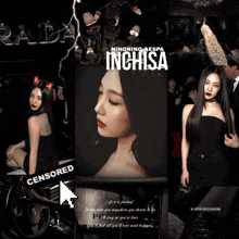 a collage of photos of a woman with the name inchasa on it