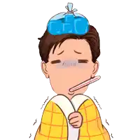 a cartoon of a person with a thermometer in their mouth