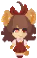 a pixel art drawing of a girl with a bow on her head .