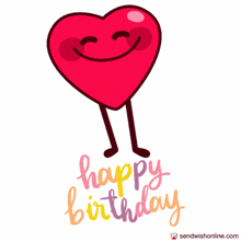 a happy birthday card with a smiling heart