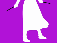 a silhouette of a person with their arms outstretched and a purple skull on their shirt