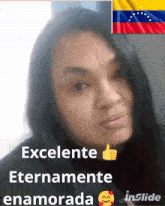 a woman is giving a thumbs up next to a venezuelan flag