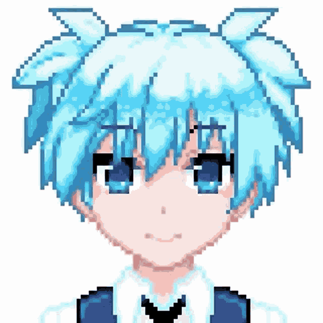 Blue anime eyes pixel art