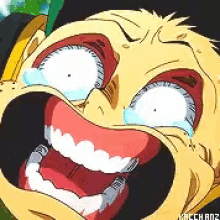 a close up of a cartoon character with a big mouth