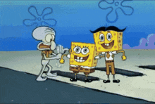 Running Away Squidward GIF - Running Away Squidward Theres Two Of Them GIFs