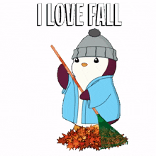 happy cute fall autumn penguin
