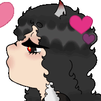 a cartoon drawing of a girl with hearts on her head