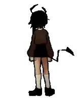 a pixel art of a girl with horns and tail