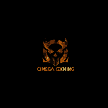 a logo for omega gxming with a skull in the middle