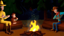 Campfire Curious George GIF - Campfire Curious George Curious George Go West Go Wild GIFs