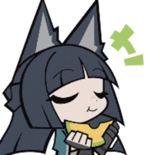 a cartoon drawing of a girl with a cat ear holding a star
