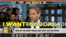 a basketball game is being played and a man is talking about taking a last shot