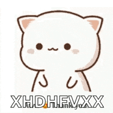 a cartoon cat is covering its mouth with its paw and a sticker that says xhdhfvxx .