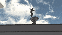 a silhouette of a person standing on top of a roof